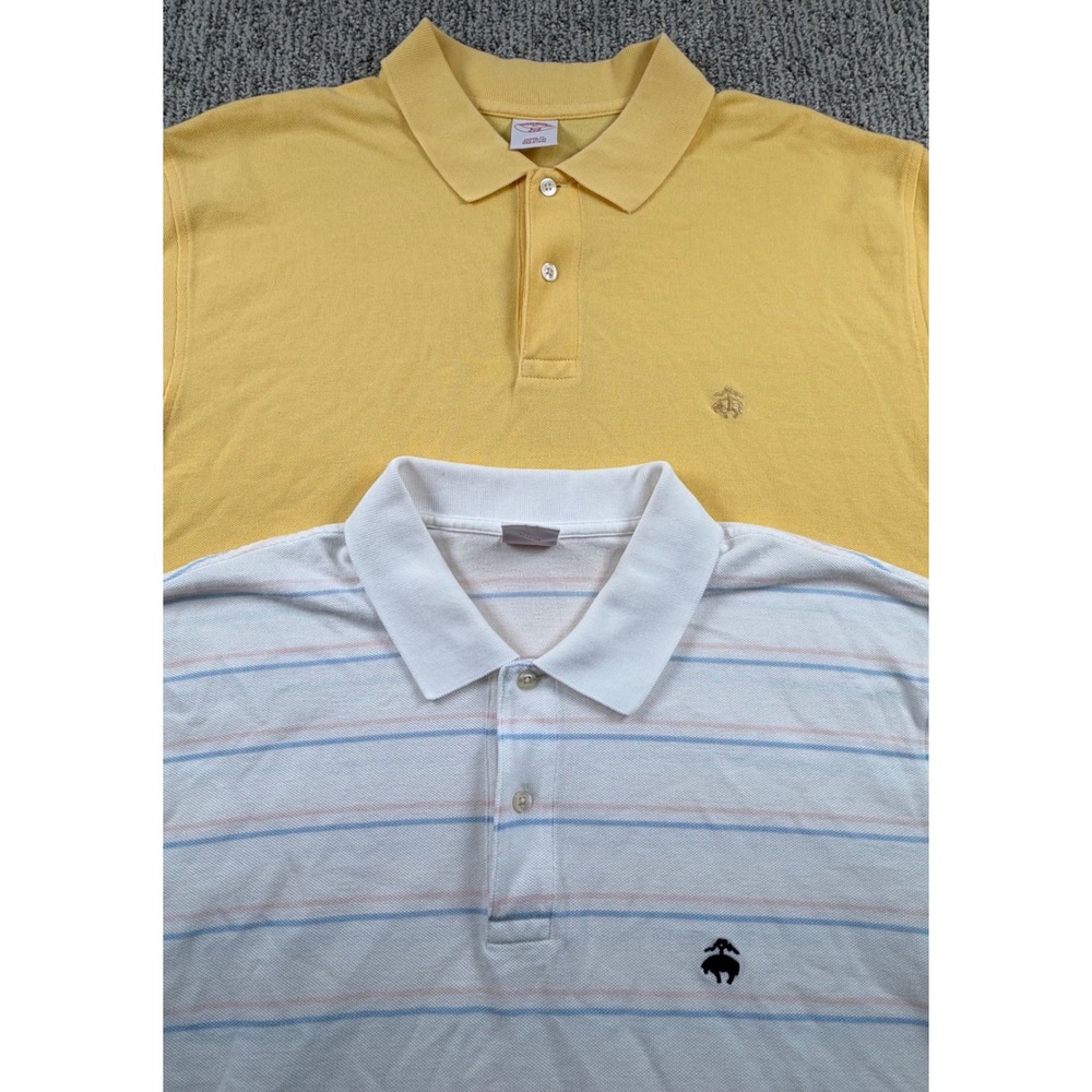 Lot of 2 Brooks Brothers Polo Shirt Mens XL Yellow White Cotton Original Fit - Picture 1 of 14